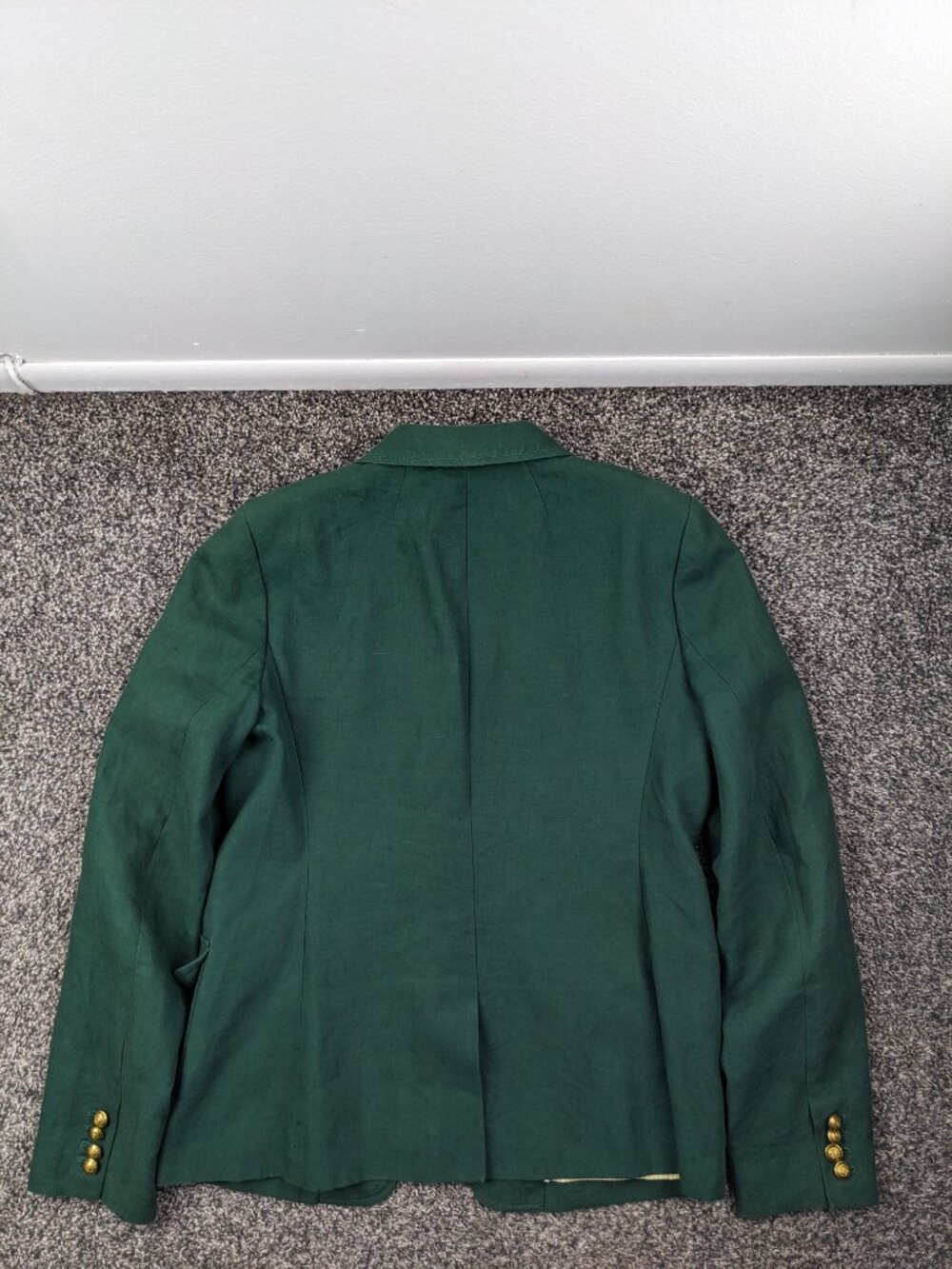J Crew Blazer Jacket 100% Linen Gold Button Green Womens 12 12T Tall - Picture 9 of 14